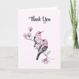 Rosa Songbirds auf einem Baumzweig Dankeskarte
