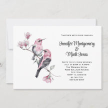 Rosa Songbirds auf einer Hochzeit der Baumzweige