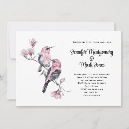 Rosa Songbirds auf einer Hochzeit der Baumzweige Einladung