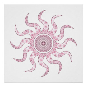 Rosa Sonnen-Mandala-Design Poster
