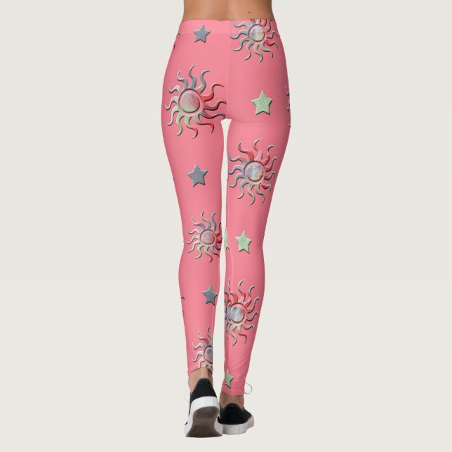 Rosa Sonnen und Sternenmuster Leggings (Rückseite)