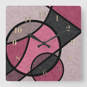 Rosa Sonnenaufgang, abstrakt Quadratische Wanduhr