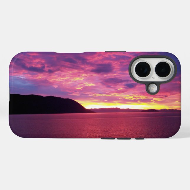 Rosa Sonnenaufgang auf dem Foto iPhone 16 Hülle (Rückseite (Horizontal))