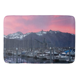 Rosa Sonnenaufgang Hafen - Große Bademast Badematte