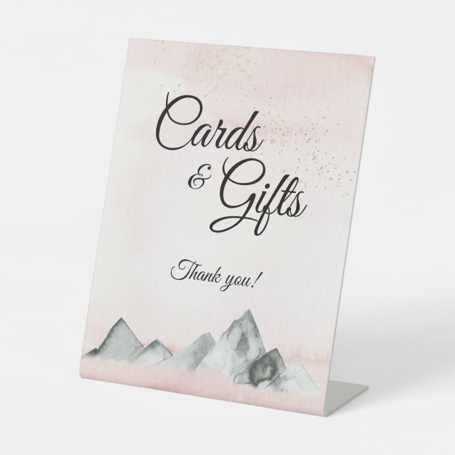 Rosa Sonnenaufgang Hochzeitskarten und Geschenke Sockelschild (Vorderseite)