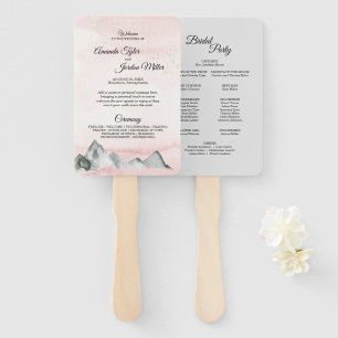 Rosa Sonnenaufgang Hochzeitsprogramm Hand Fan Fächer