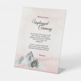 Rosa Sonnenaufgangsgebirge Hochzeit nicht gestopft Sockelschild
