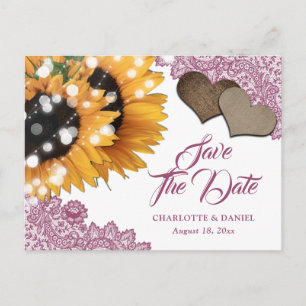 Rosa Sonnenblumen-Hochzeit-Save-the-Date-Postkarte Ankündigungspostkarte