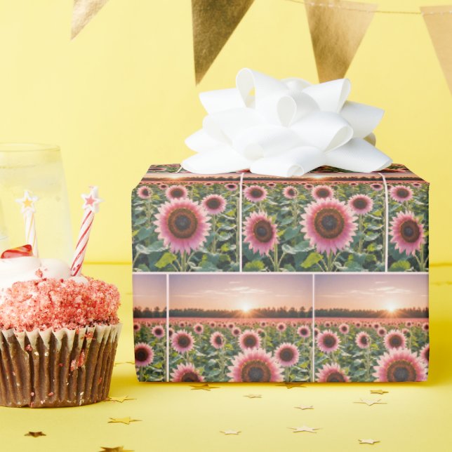 Rosa Sonnenblumenfeld Geschenkpapier (Geburtstagsparty)
