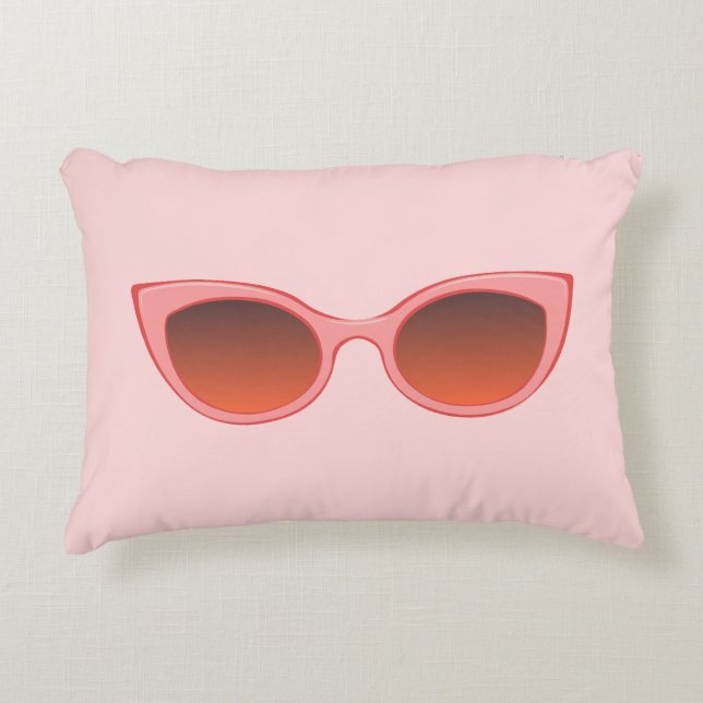 Rosa Sonnenbrillen, katzenauge Sonnenbrille, weibl Dekokissen (Vorderseite)