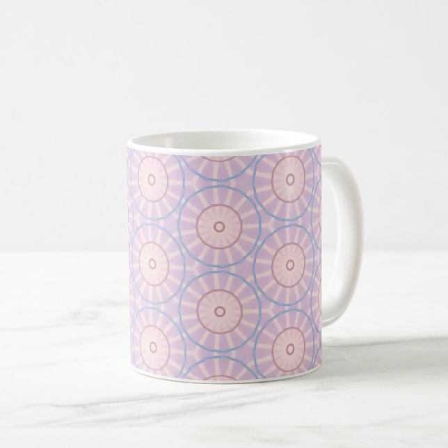 Rosa Sonnenstrahl-Geometrie Kaffeetasse (VorderseiteRechts)