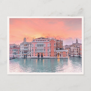 Rosa Sonnenuntergang am Grand Canal Venedig Italie Postkarte