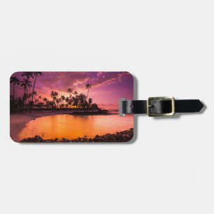 Rosa Sonnenuntergang am Hawaii-Strand Gepäckanhänger