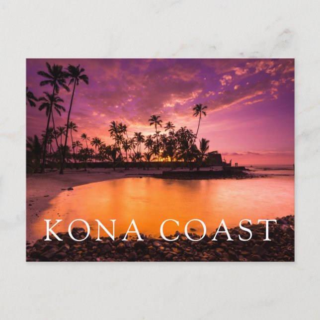 Rosa Sonnenuntergang am Strand von Hawaii Postkarte (Vorderseite)