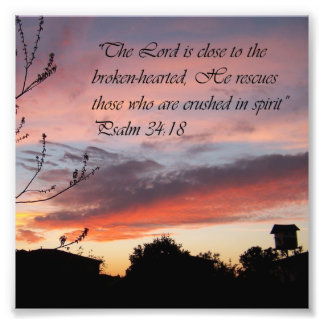 Rosa Sonnenuntergang Psalm 24:18 Ermutigungsbibel Fotodruck