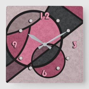 Rosa Sonnenuntergang Quadratische Wanduhr