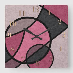 Rosa Sonnenuntergang Quadratische Wanduhr