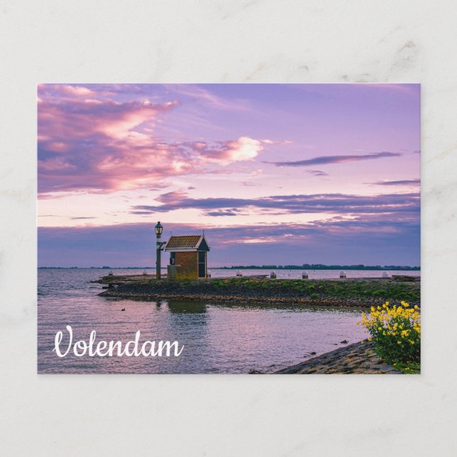 Rosa Sonnenuntergang über dem See Postkarte (Vorderseite)