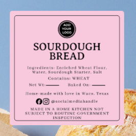Rosa Sourdough-Zutaten-Cottage-Gesetz-Aufkleber Quadratischer Aufkleber