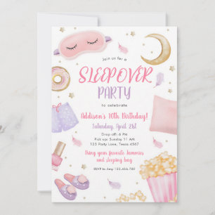 Rosa Spa-Schlafparty-Geburtstag Einladung