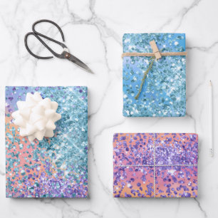 Rosa Sparkasse Lila Aqua Glitzer Confetta Geschenkpapier Set