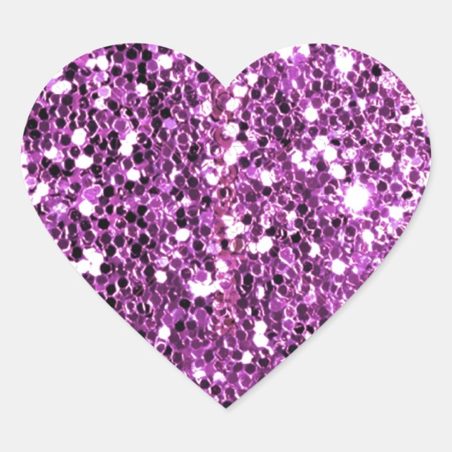 Rosa-Sparkeil-Glitzer-Look Herz-Aufkleber (Vorderseite)