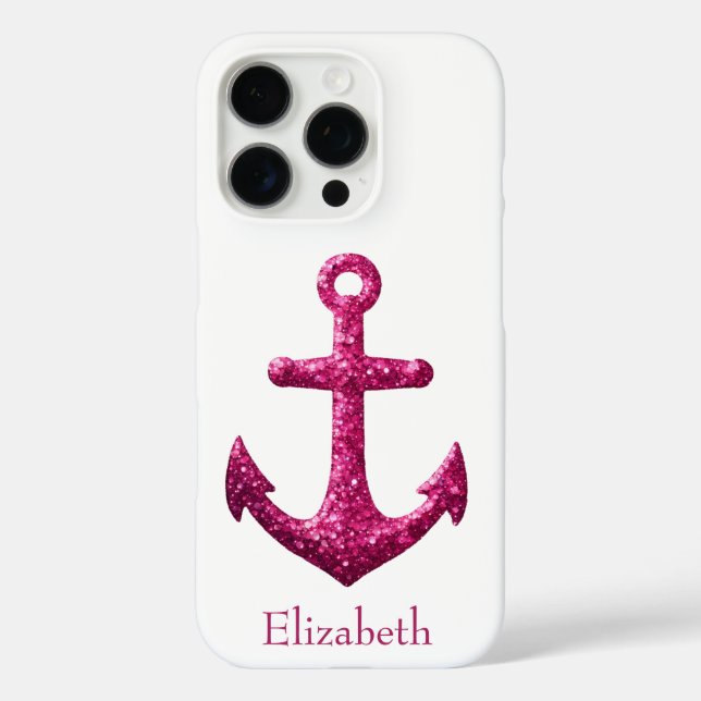 Rosa Sparkle Glitzer Nautical Sailing Name iPhone 16 Pro Hülle (Rückseite)