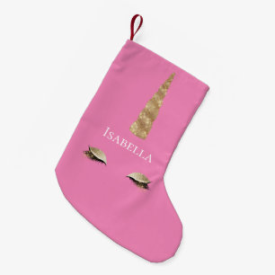 Rosa Sparkle Gold Glam Unicorn Kleiner Weihnachtsstrumpf