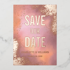 Rosa Sparkle Hombre Foto Overlay Save the Date Folieneinladung