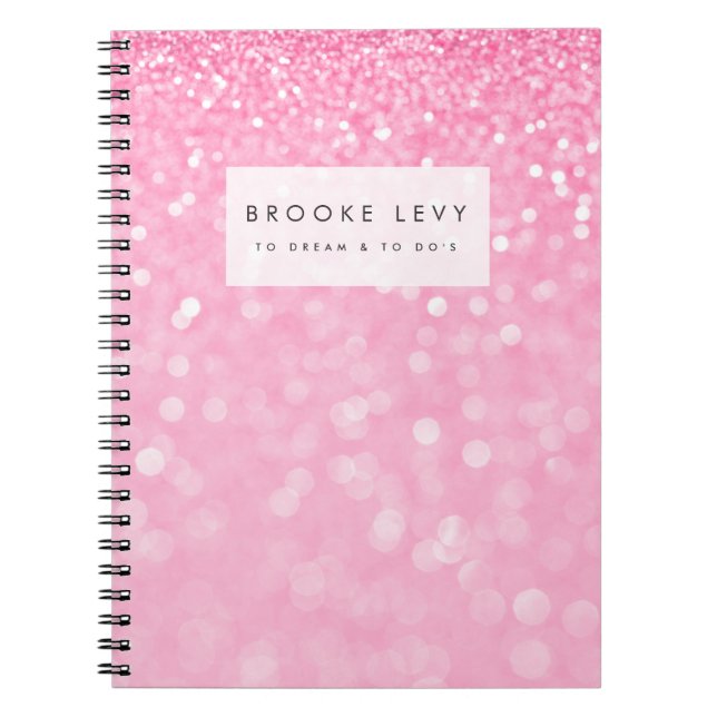 Rosa Sparkle Personalisiert Journal Notebook Notizblock (Vorderseite)