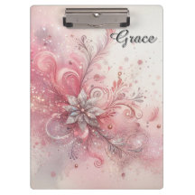 Rosa Sparkle Silver Glitzer Blume Personalisiert