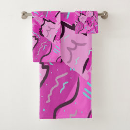 Rosa! Spaß mit Abstrakter Kunst Badhandtuch Set