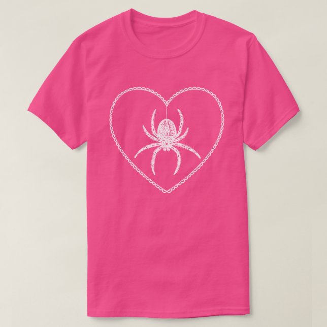 Rosa Spider Herz T - Shirt (Design vorne)