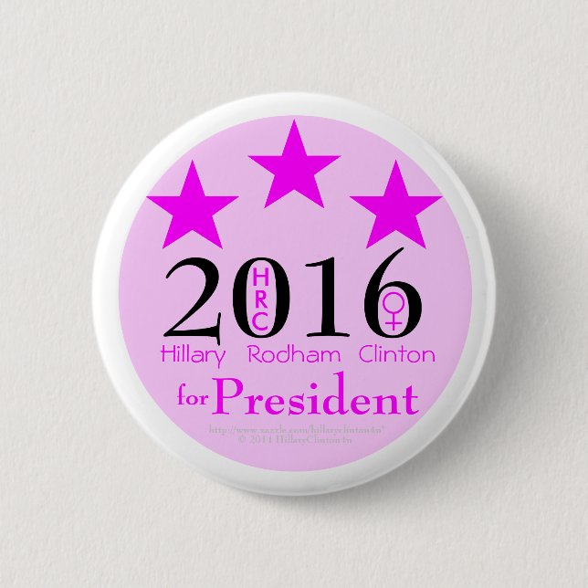 Rosa spielt Hillary Rodham Clinton 1. weibliches Button (Vorderseite)
