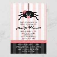 Rosa Spinnen-Halloween-Babyparty-Einladungen