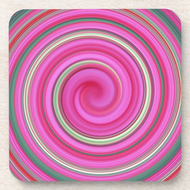 Rosa Spiralbild Getränkeuntersetzer (Vorderseite)
