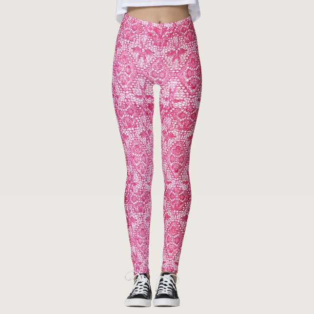 Rosa Spitze-LuxusLeggings Leggings (Vorderseite)