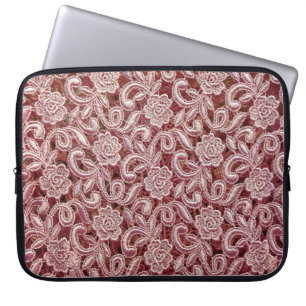 Rosa Spitze, Muster mit antiken Rosen. Laptopschutzhülle