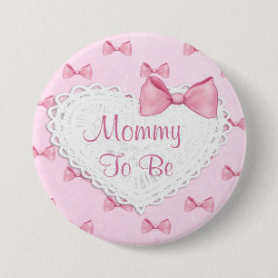 Rosa Spitze-u. Bogen-Babypartyknopf Button