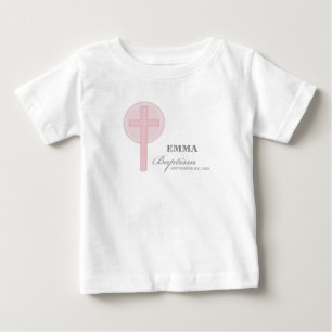 Rosa Spitzen Mädchen Taufe Personalisiert Baby T-shirt