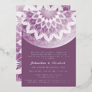 Rosa Spitzen-Mandala-Hochzeit Folieneinladung
