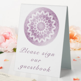 Rosa Spitzen-Mandala-Hochzeit Tischaufsteller