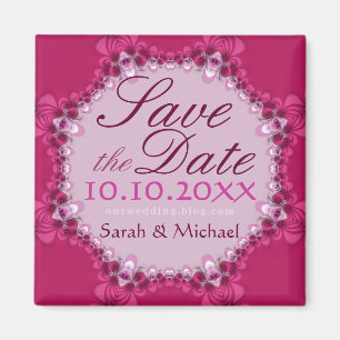 Rosa Spitzenkreis Save-the-Date-Magnet Magnet