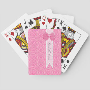 Rosa Spitzenmuster mit Schleifenband-Design und Na Spielkarten