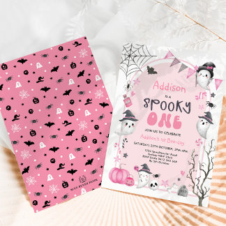 Rosa Spooky Ein Niedliches Geistermädchen 1. Gebur Einladung