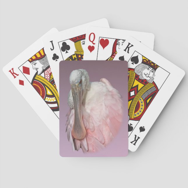 Rosa Spoonbill-Vogel-Spielkarten Spielkarten (Rückseite)
