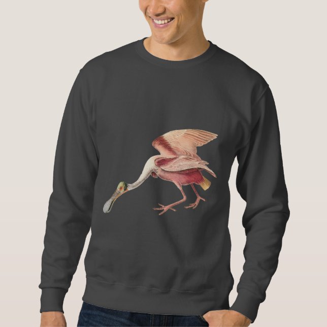 Rosa Spoonbill-watender Vogel-Illustrations-Kunst Sweatshirt (Vorderseite)