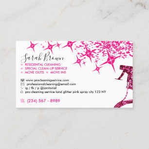 Rosa Spray Girly Maid Reinigt Haus Funkelnd Visitenkarte