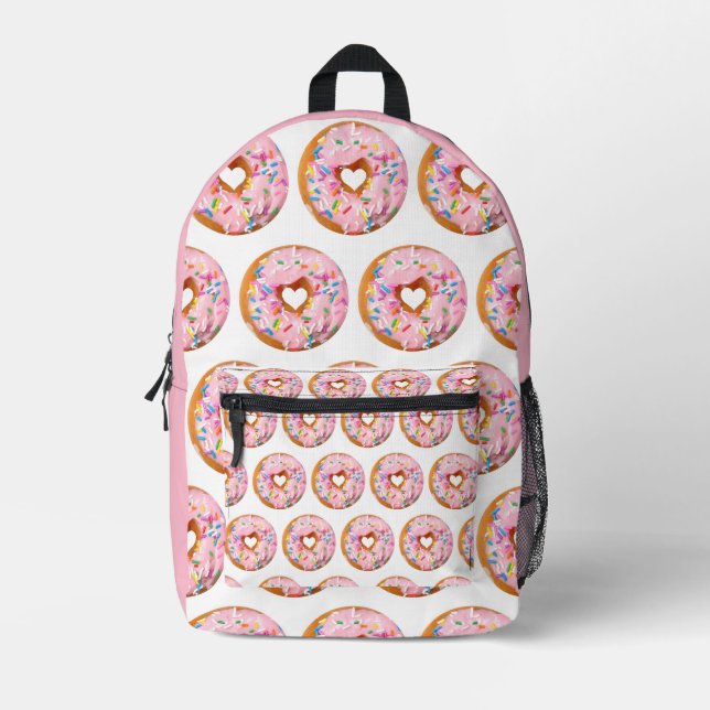 Rosa Sprinklen Donuts mit Herz Bedruckter Rucksack (Vorderseite)
