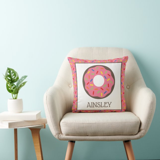 Rosa Sprinklen Donuts Personalisiertes Kissen Kiss (Stuhl )